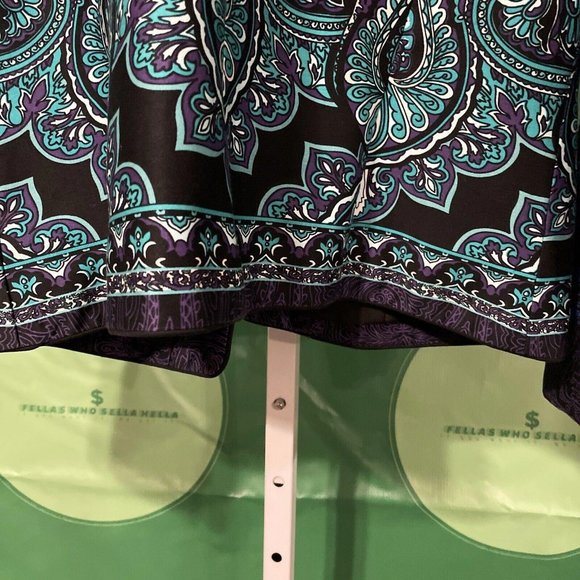 COLDWATER CREEK Women's open front blazer in MULTI BLUES ABSTRACT sz 8 - VGUC - Picture 13 of 15